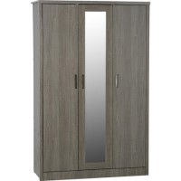 ONLY OPENED - Seconique Lisbon 3 Door Wardrobe in Black Wood Grain