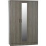 ONLY OPENED - Seconique Lisbon 3 Door Wardrobe in Black Wood Grain