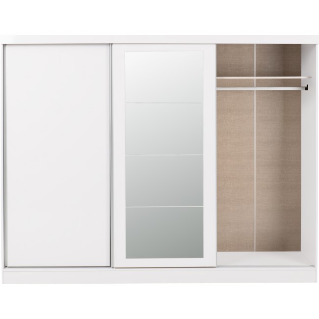 Nevada White Gloss 3 Door Sliding Wardrobe-Seconique