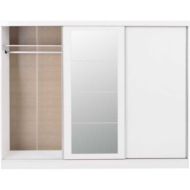 Nevada White Gloss 3 Door Sliding Wardrobe-Seconique