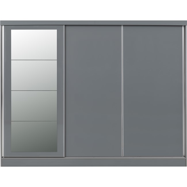 Nevada Grey Gloss 3 Door Sliding Wardrobe-Seconique