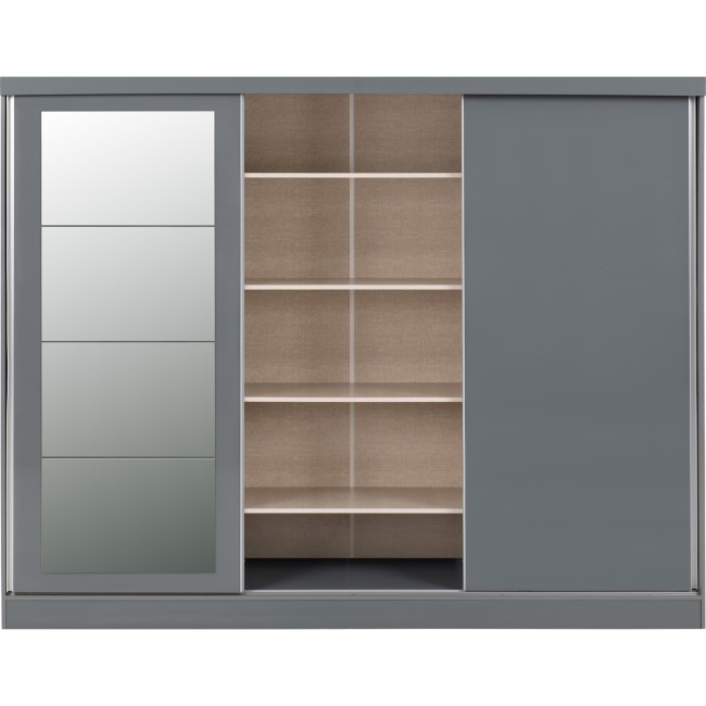 Nevada Grey Gloss 3 Door Sliding Wardrobe-Seconique