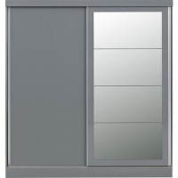 Nevada Grey Gloss 2 Door Sliding Wardrobe-Seconique