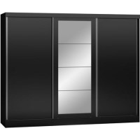 Nevada Black Gloss 3 Door Sliding Wardrobe-Seconique