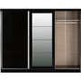 Nevada Black Gloss 3 Door Sliding Wardrobe-Seconique