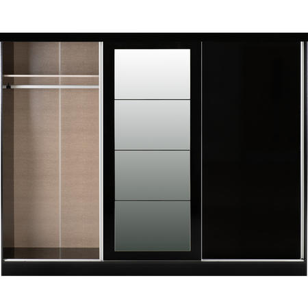 Nevada Black Gloss 3 Door Sliding Wardrobe-Seconique