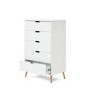 White Tall Boy Chest of 5 Drawers - Maya - Obaby