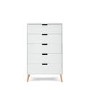 White Tall Boy Chest of 5 Drawers - Maya - Obaby