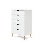 White Tall Boy Chest of 5 Drawers - Maya - Obaby