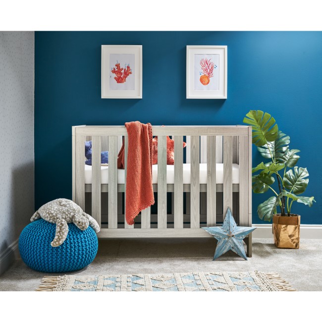 Nika Grey Convertible Mini Cot Bed - Obaby