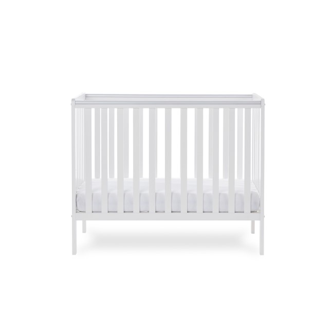 Bantam White Space Saver Cot with Teething Rail - Obaby