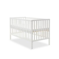 Bantam White Wooden Cot with Teething Rail - Obaby