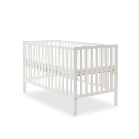 Bantam White Wooden Cot with Teething Rail - Obaby