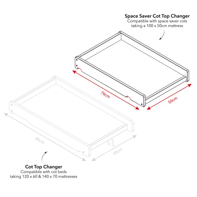 White Space Saver Cot Top Changer - Obaby