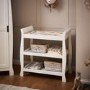 Stamford White Sleigh Open Changing Table with Storage- Obaby