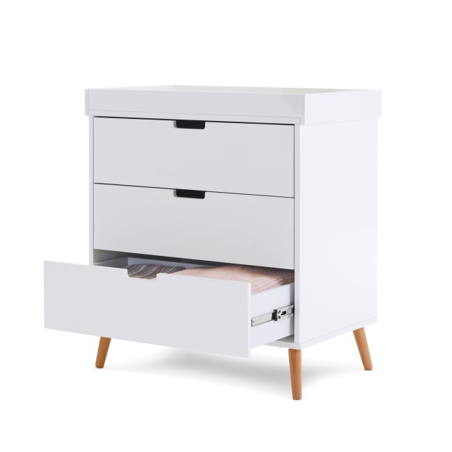 White Two Tone Changing Table with Drawers - Maya - Obaby