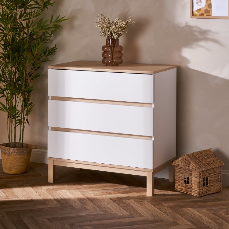 White Two Tone Changing Table with Drawers - Astrid - Obaby