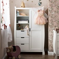 Nursery Wardrobe with Drawers and Shelves in White - Stamford - Obaby