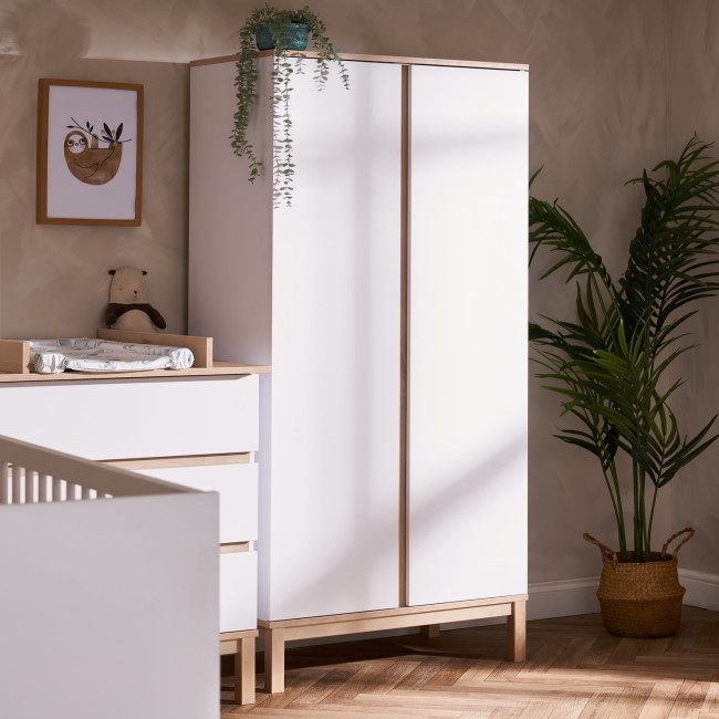 Nursery Wardrobe with Shelf in White - Astrid - Obaby