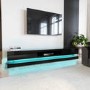 Large Black Gloss TV Stand with Storage & LED Lights - TV's up to 70" - Evoque