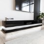 Large Black Gloss TV Stand with Storage & LED Lights - TV's up to 70" - Evoque