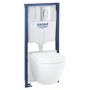 Wall Hung Rimless Toilet with Soft Close Seat Frame and Cistern - Grohe Solido Euro