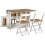 White and Pine Drop Leaf Dining Table Set with 4 Chairs - Seats 4 - Santos