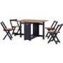 Navy and Pine Drop Leaf Dining Table Set with 4 Chairs - Seats 4 - Santos