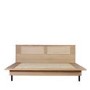 Oak and Black Metal Japandi Double Bed Frame - Okayama - Caspian House