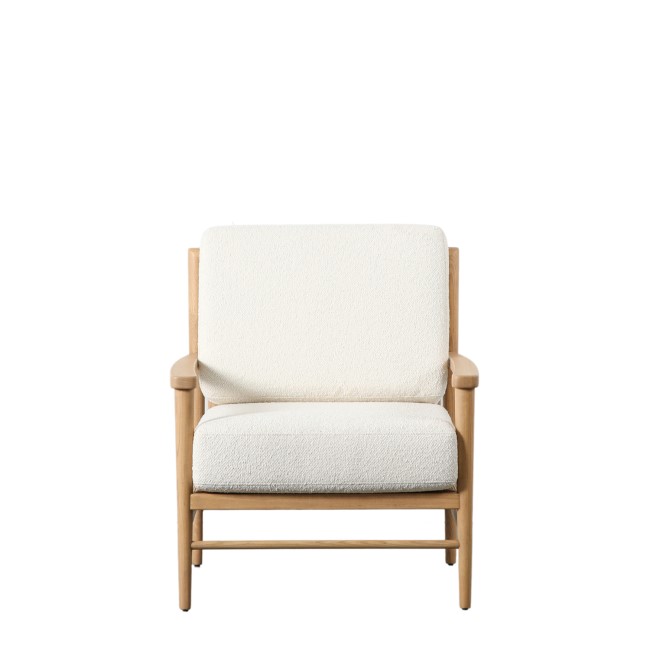 Cream Rattan Chair with Cushions and Light Wood Frame - Caspian House