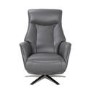 Dark Grey Leather Swivel Recliner Armchair - Houston