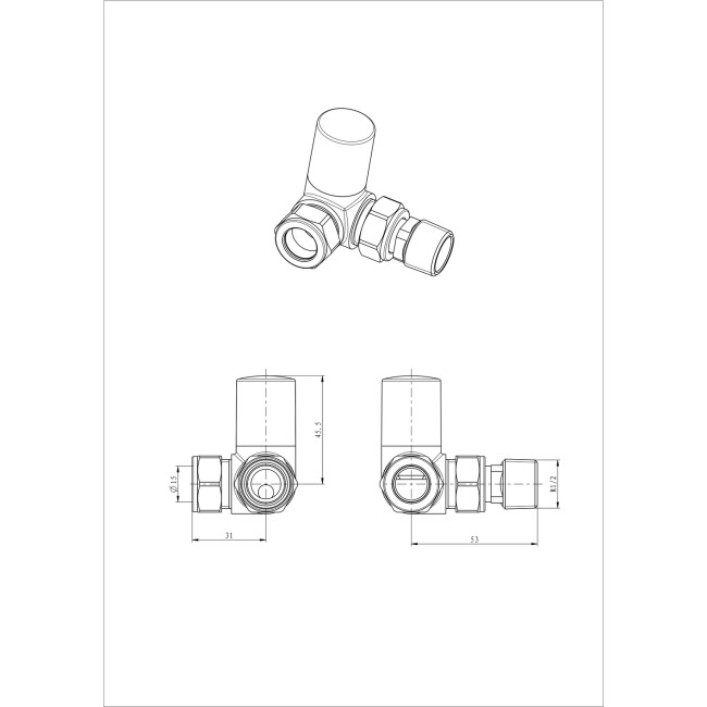 White Manual Corner Radiator Valves - Towelrads