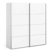 Tall White 2 Door Sliding Wardrobe with Shelves - Verona