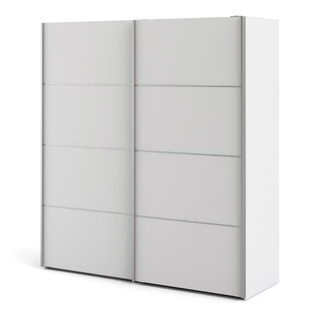 Tall White 2 Door Sliding Wardrobe with Shelves - Verona