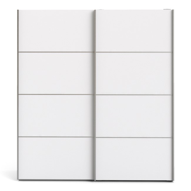 Tall White 2 Door Sliding Wardrobe with Shelves - Verona