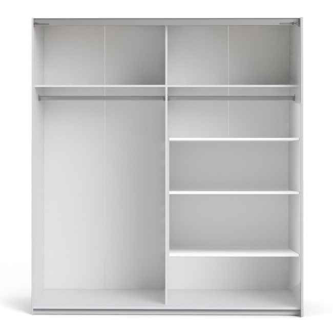 Tall White 2 Door Sliding Wardrobe with Shelves - Verona