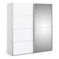 Tall White 2 Door Sliding Mirrored Wardrobe - Verona