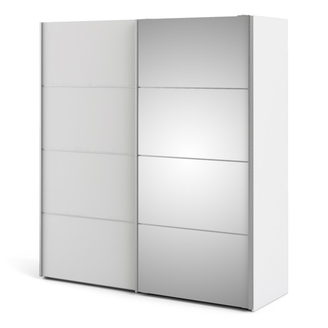 Tall White 2 Door Sliding Mirrored Wardrobe - Verona