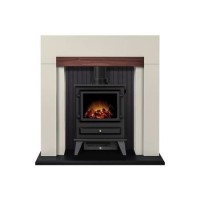 Adam Cream and Black Freestanding Electric Stove Fireplace Suite - Salzburg