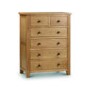 Tall Solid Oak Chest of 6 Drawers  - Marlborough - Julian Bowen 