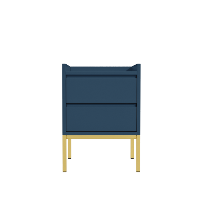 Navy Blue Modern 2 Drawer Bedside Table with Legs - Zion