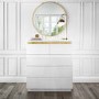 White High Gloss Chest of 5 Drawers with Metallic Trim - Isabella