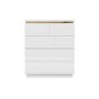 White High Gloss Chest of 5 Drawers with Metallic Trim - Isabella