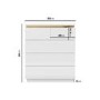 White High Gloss Chest of 5 Drawers with Metallic Trim - Isabella