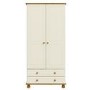 Cream and Pine Painted 2 Door Double Wardrobe with Drawers - Hamilton