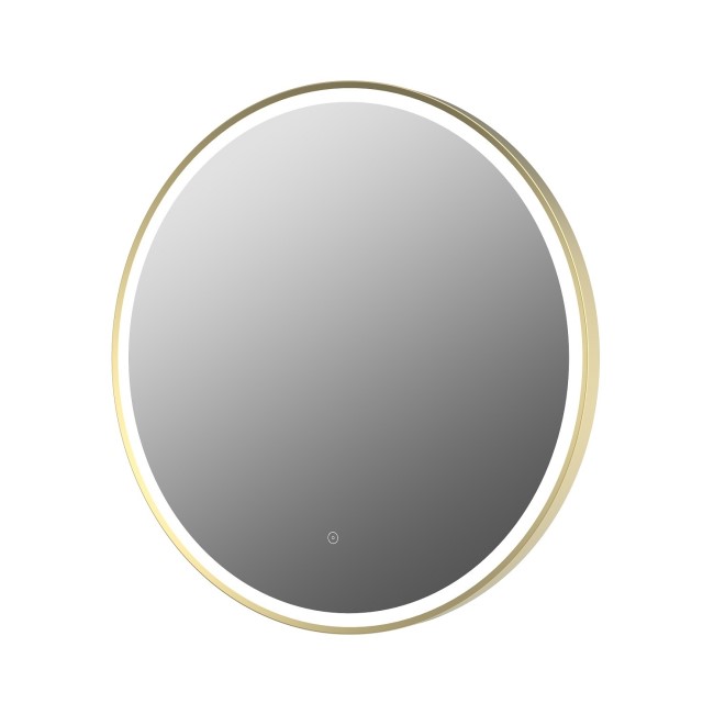 Round Brass Heated Bathroom Mirror with Lights 800mm - Antares