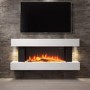 White Wall Mounted Electric Fireplace Suite with LED Lights 52 inch- AmberGlo