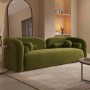 Olive Green Velvet Curved 3 Seater Cloud Sofa - Elma