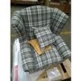 IMPERFECT - Grey Tartan Fabric High Back Armchair - Rupert