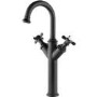 Tall Black Crosshead Basin Mixer Tap - Camden